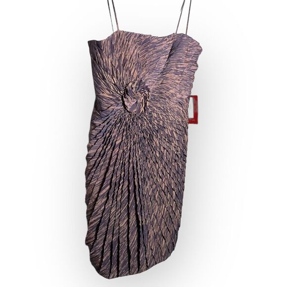 JS Collections Iridescent Mauve Spaghetti Strap Layered Cocktail Dress Sz 12 HTF - Picture 15 of 15